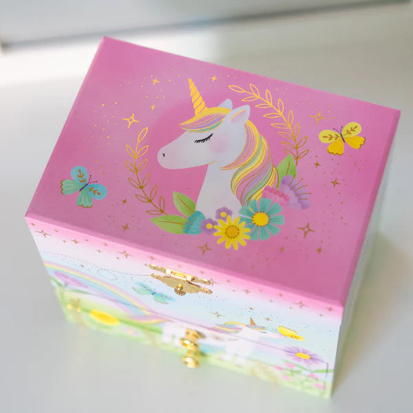 Floral Unicorn Musical Jewelry Box w/ 2 Drawers