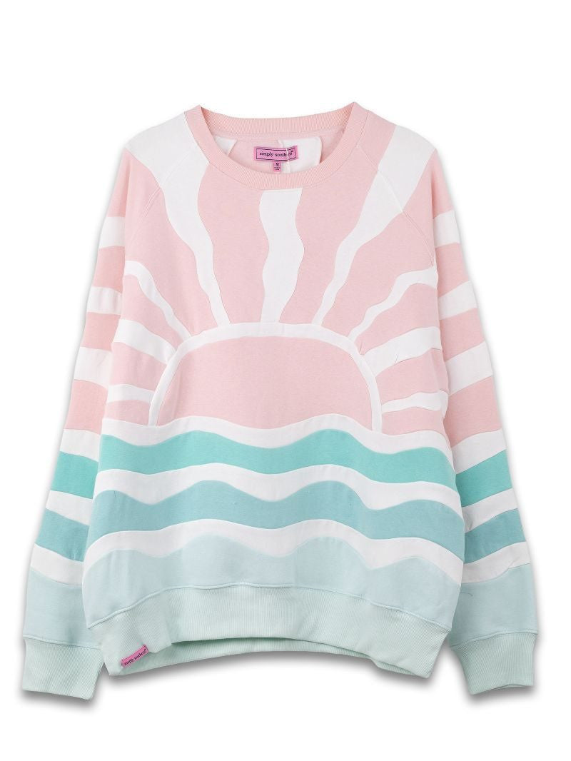 Pink Sun Patchwork Crew Sweatshirt