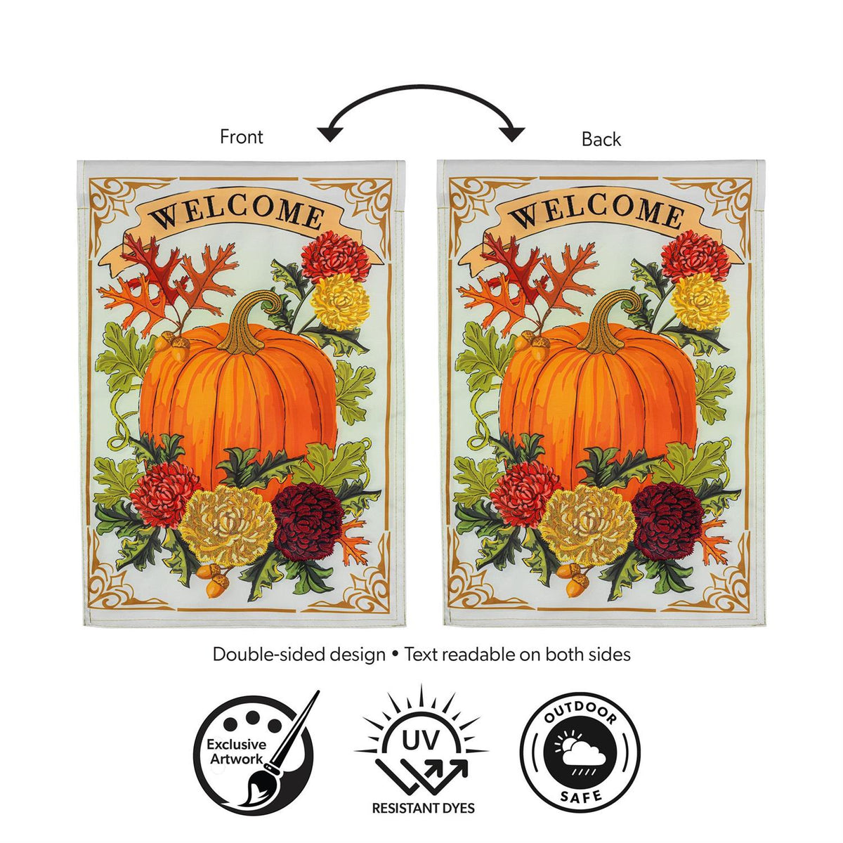 Vintage Welcome Autumn Applique Garden Flag