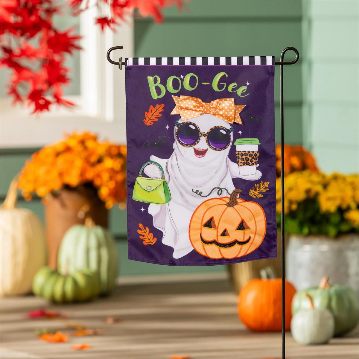 Boo-Gee Ghost Applique Garden Flag