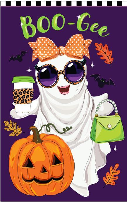 Boo-Gee Ghost Applique Garden Flag