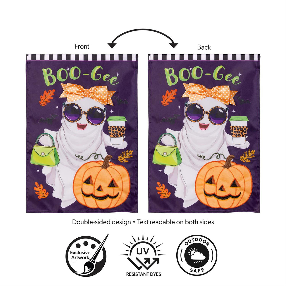 Boo-Gee Ghost Applique Garden Flag