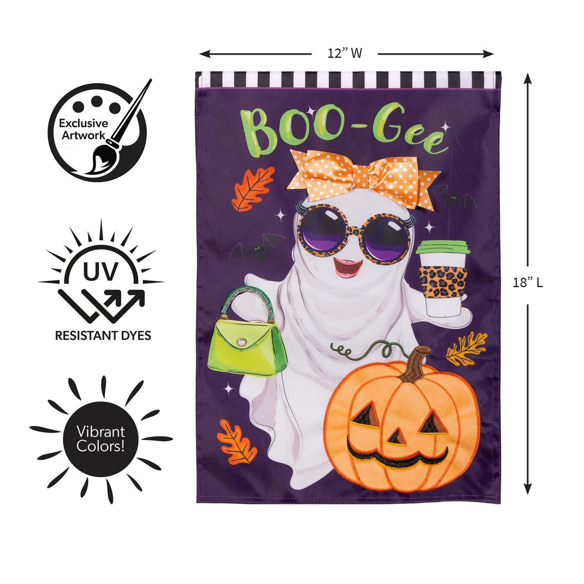 Boo-Gee Ghost Applique Garden Flag