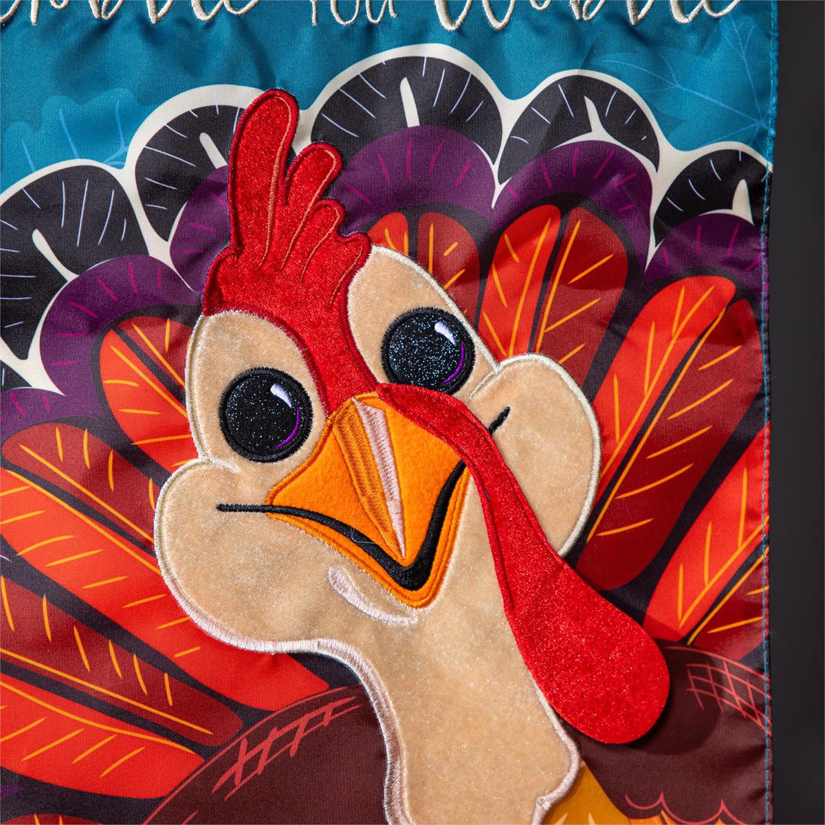 Gobble Til You Wobble Applique Garden Flag