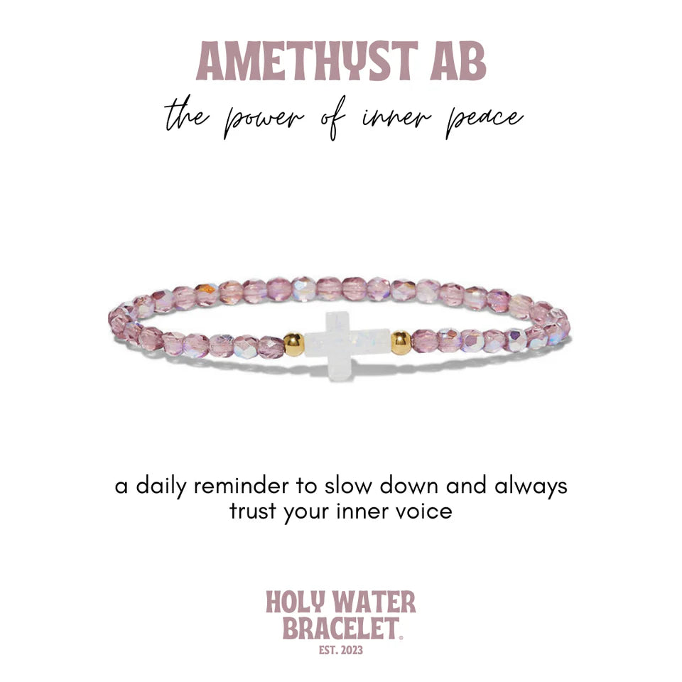 Amethyst AB Cross Holy Water Bracelet