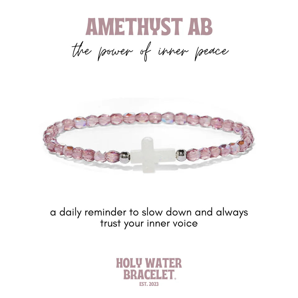 Amethyst AB Cross Holy Water Bracelet
