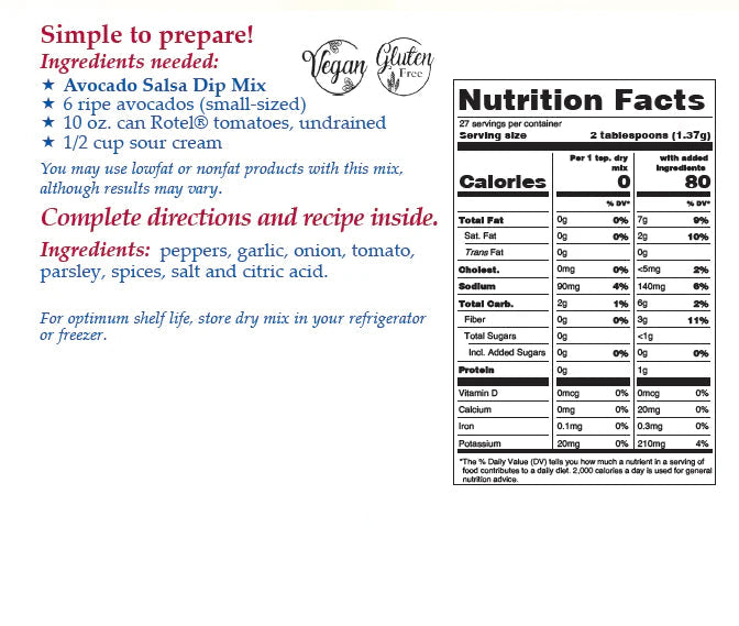 Avocado Salsa Dip Mix