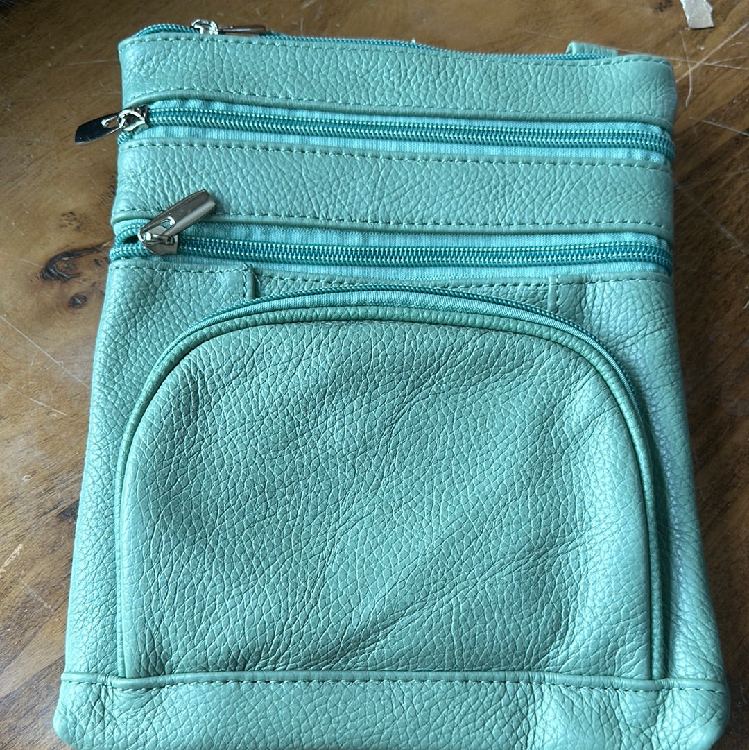 Leather crossbody on the go bag