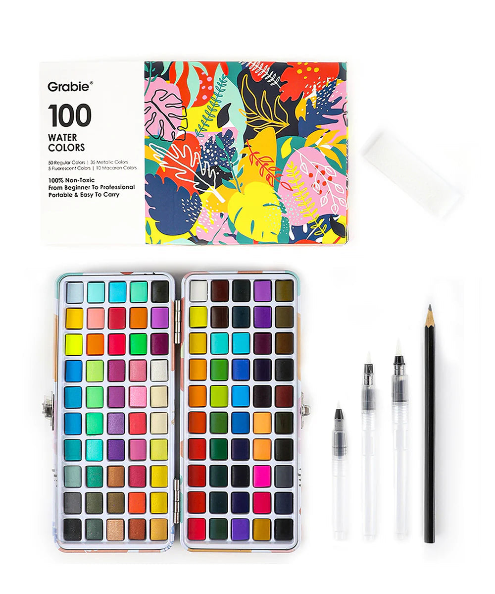 Watercolor Set of 100 with Brushes - Premium