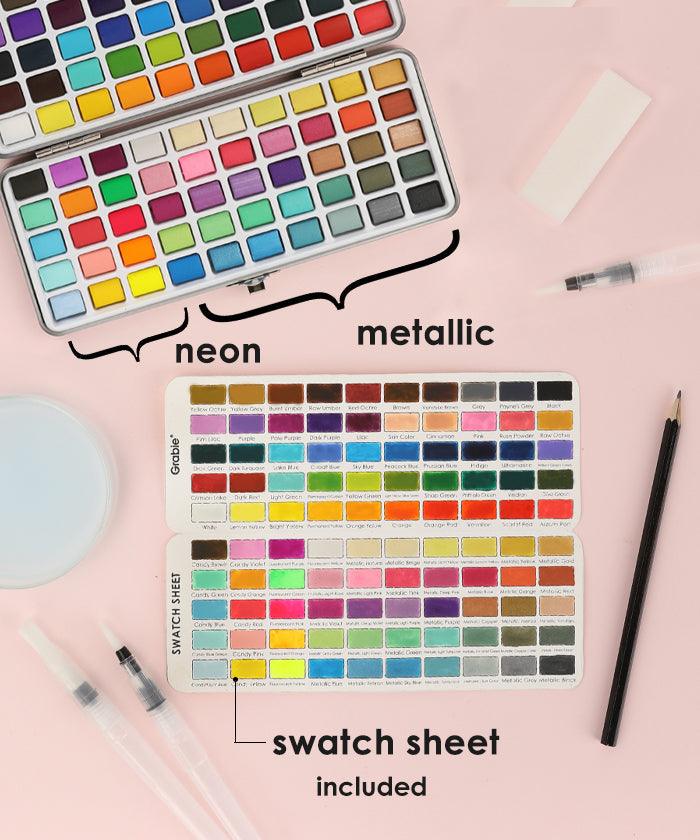 Watercolor Set of 100 with Brushes - Premium