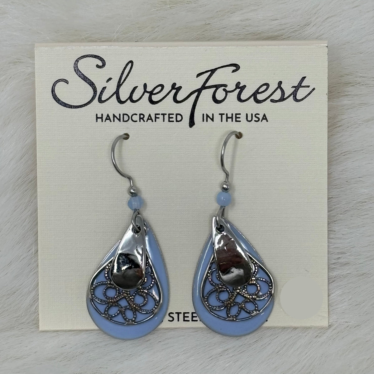 Periwinkle Layered Tear &amp; Filigree Earrings