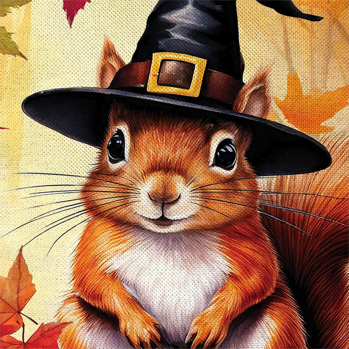 Halloween Squirrel Grove Burlap Garden Flag