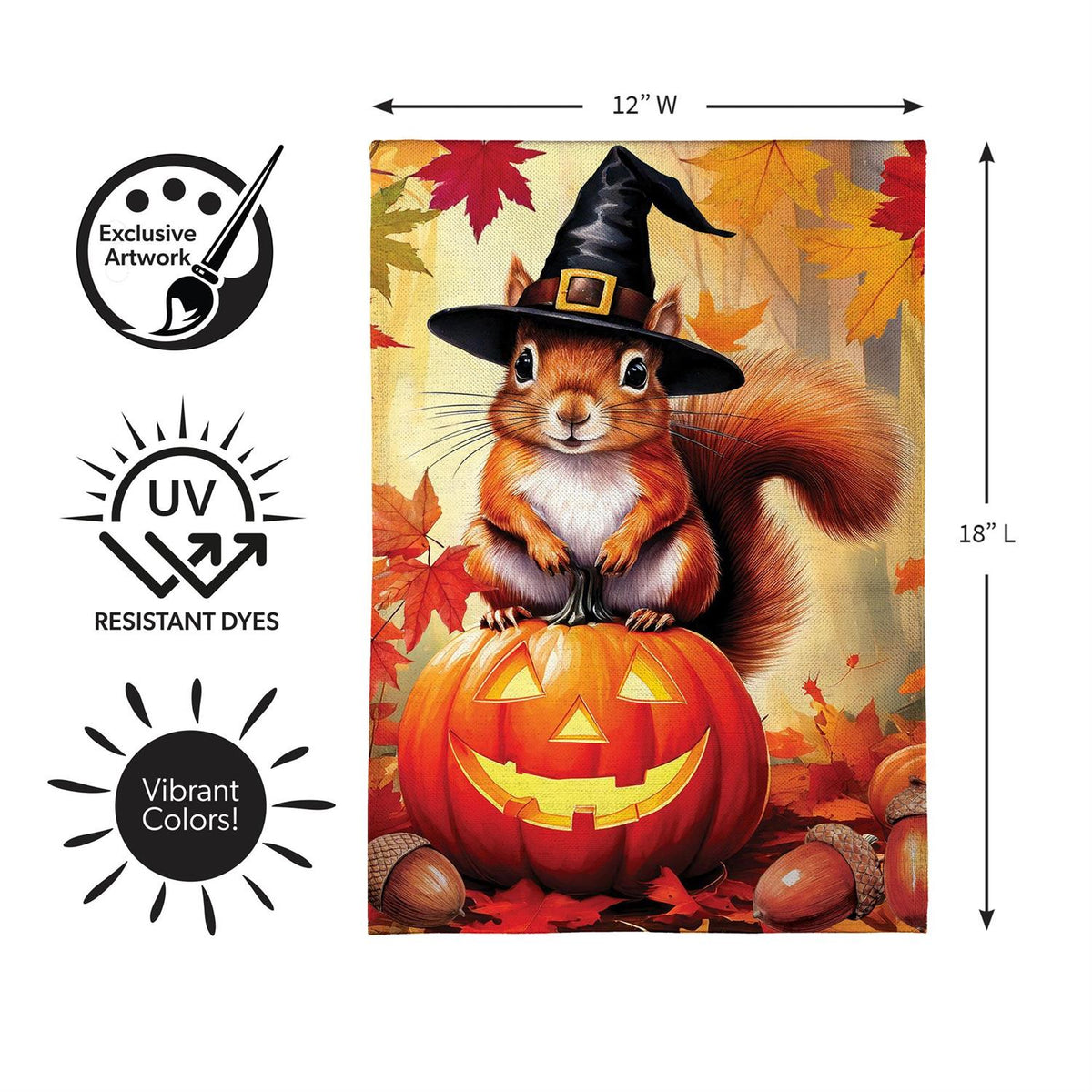 Halloween Squirrel Grove Burlap Garden Flag