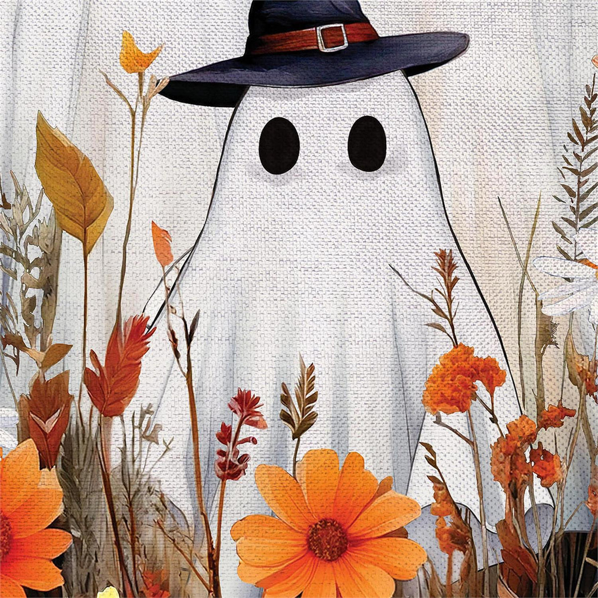 Halloween Ghost Family Burlap Garden Flag