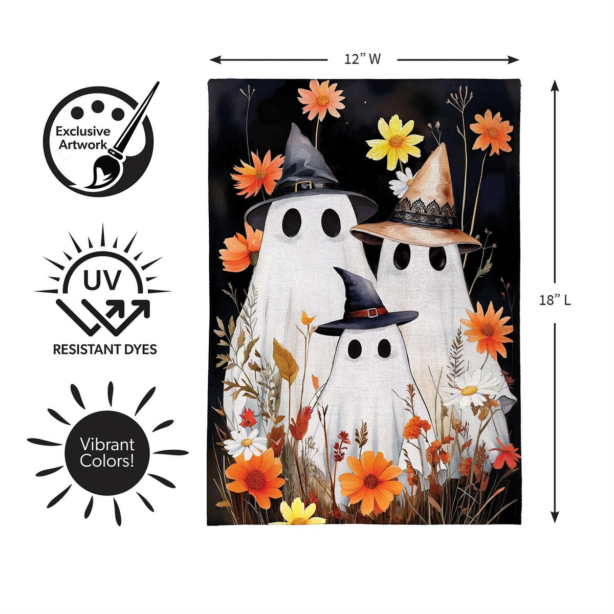 Halloween Ghost Family Burlap Garden Flag