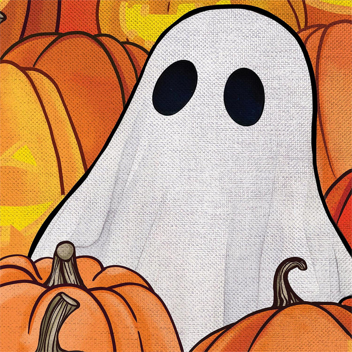 Pumpkin Patch Ghost Burlap Garden Flag