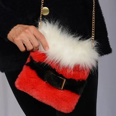 Fuzzy Christmas Crossbody Magnetic Clasp Purse