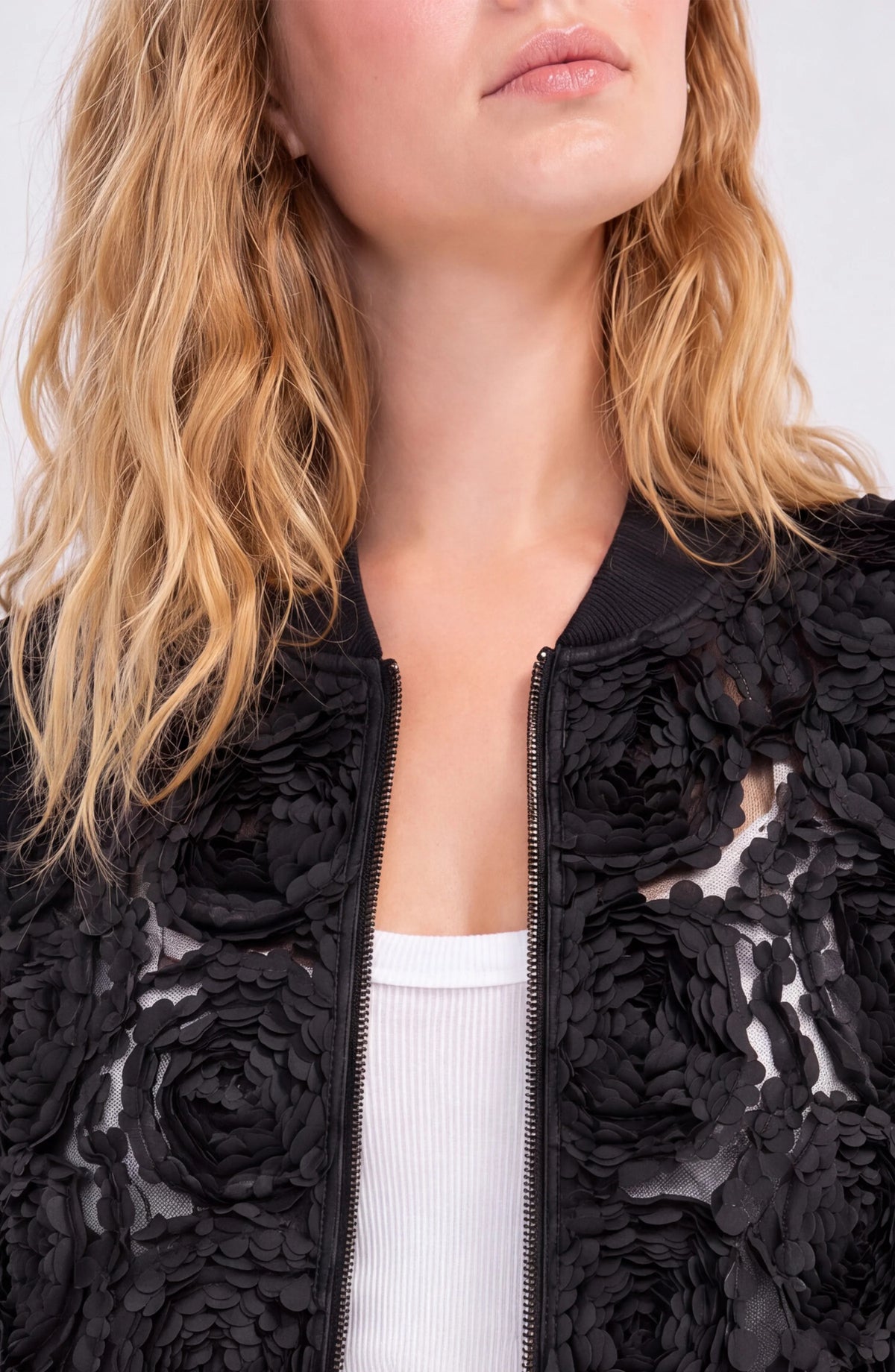 Black Woven Bomber Jacket