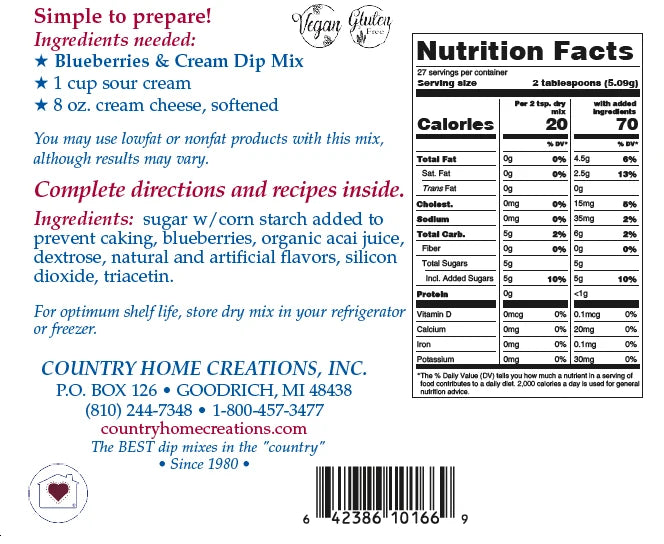 Michigan Blueberries & Cream Dip Mix