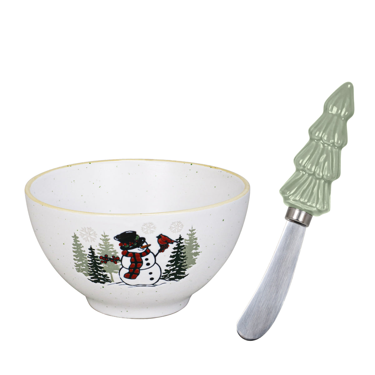Berry Frosted Pines Dip Bowl w/ Spreader