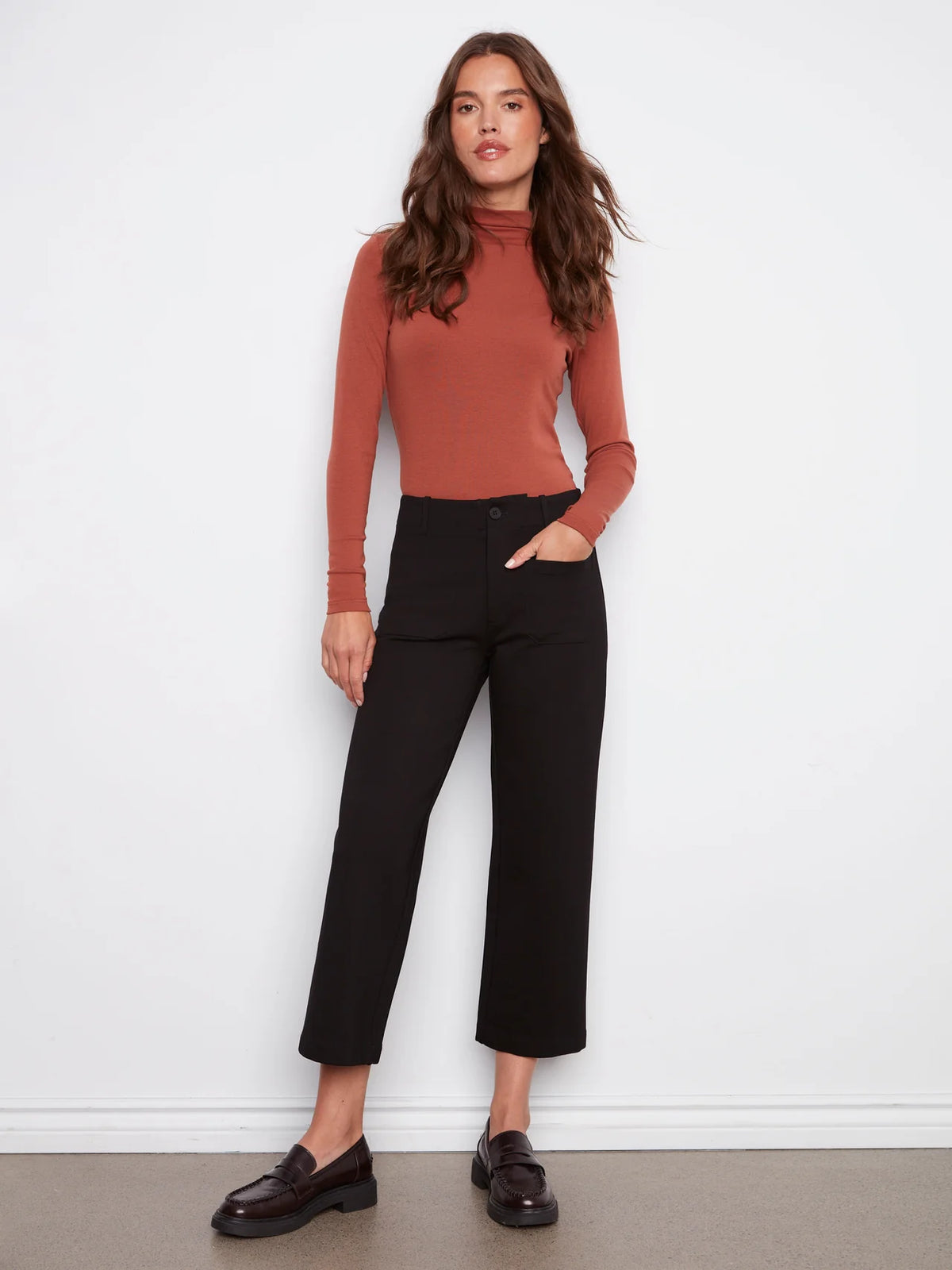 Patch Pocket Wide Leg Ponte Pants