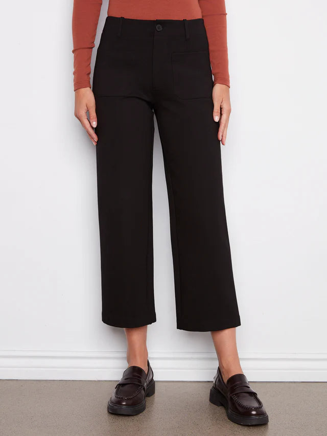 Patch Pocket Wide Leg Ponte Pants