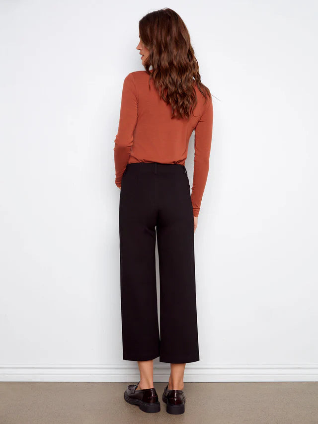 Patch Pocket Wide Leg Ponte Pants