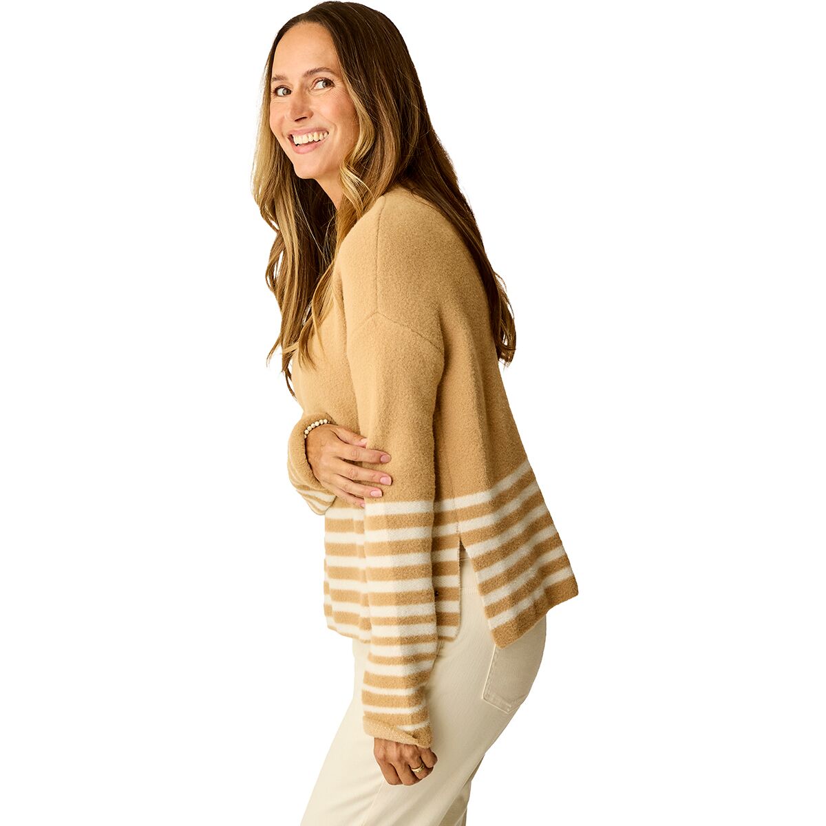 Olivia Plush Sweater - Camel Stripe