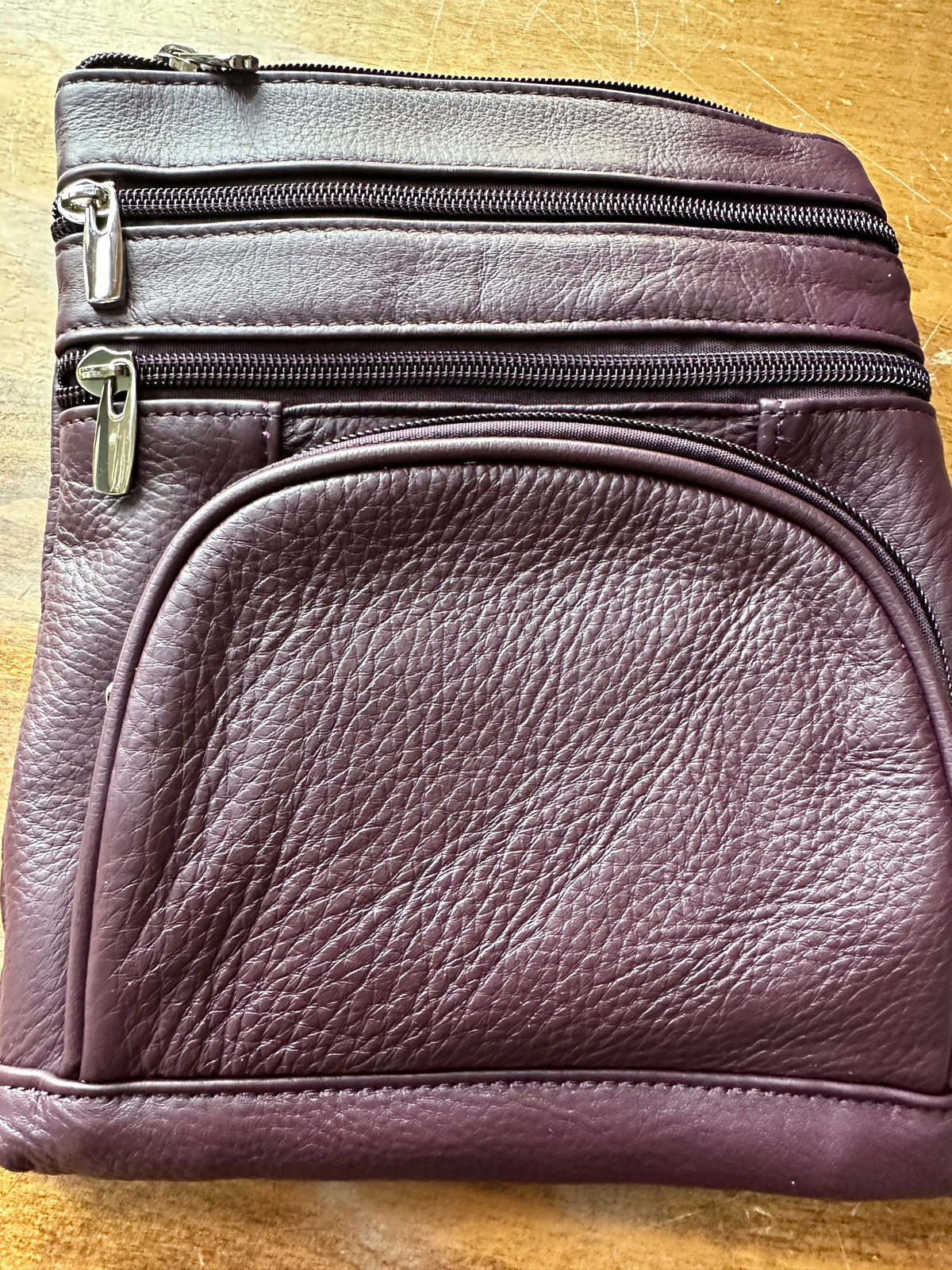 Leather crossbody on the go bag