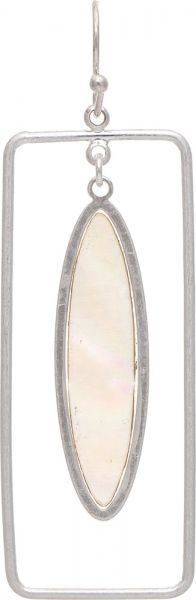 Silver Mother Of Pearl Framed Oval Drop Earrings