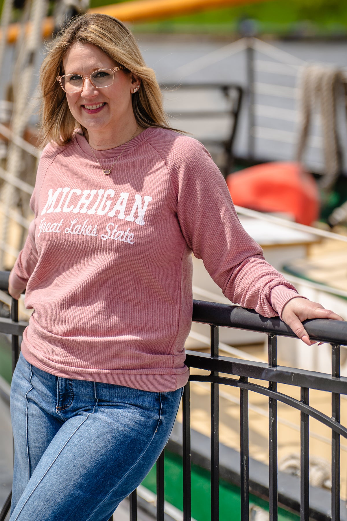 Michigan Great Lakes State Ribbed Crew Sweatshirt