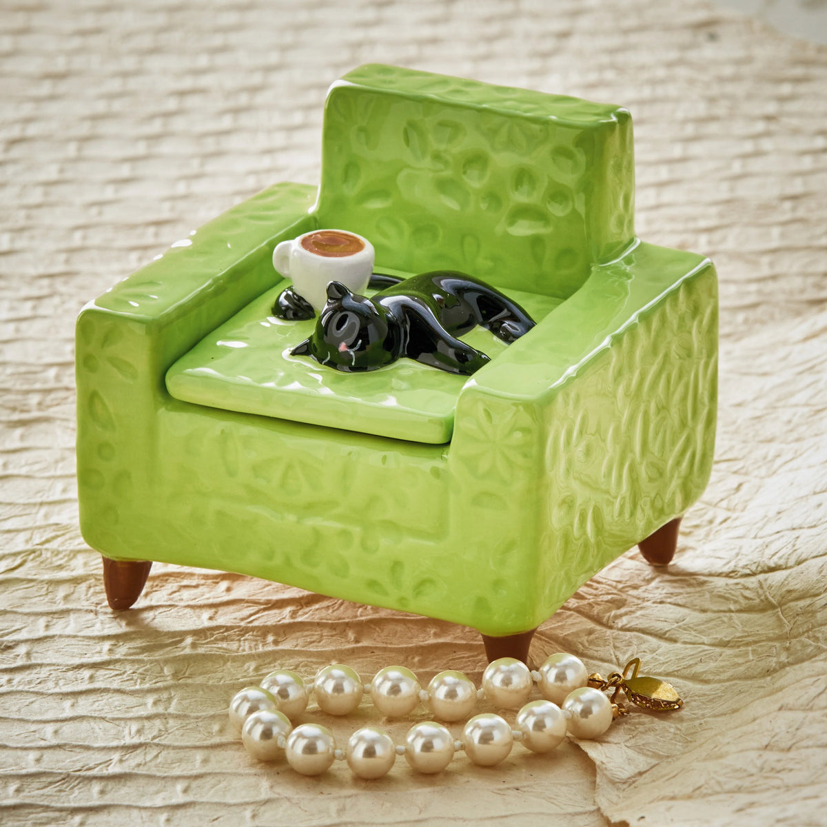 Cat on Chair Lidded Trinket Box