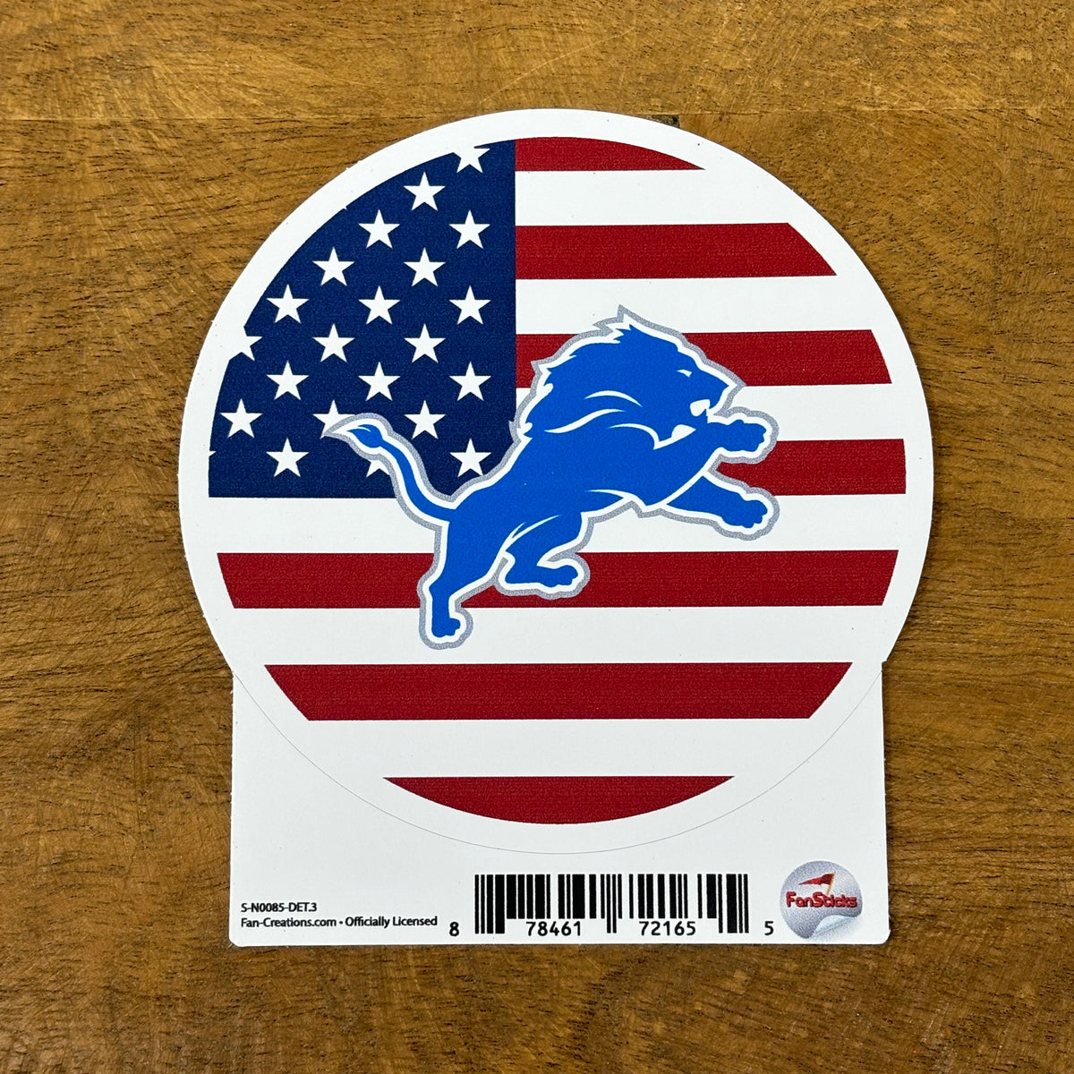 Logo on Flag Circle Detroit Lions Sticker