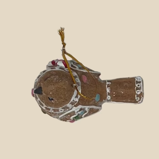 Resin Gingerbread Bird Ornament