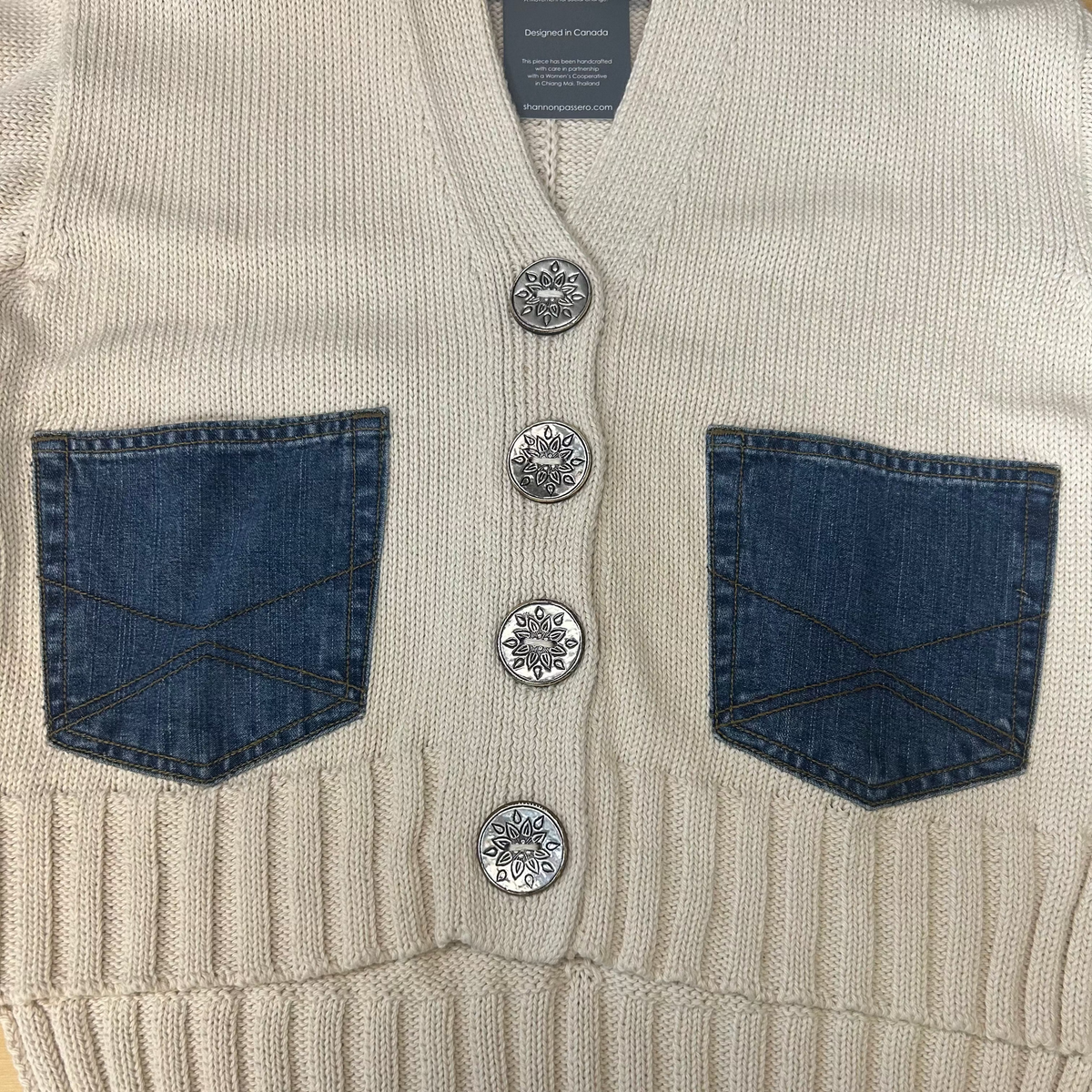 Cardigan Hand-loomed Cotton w/ Upcycled O/S