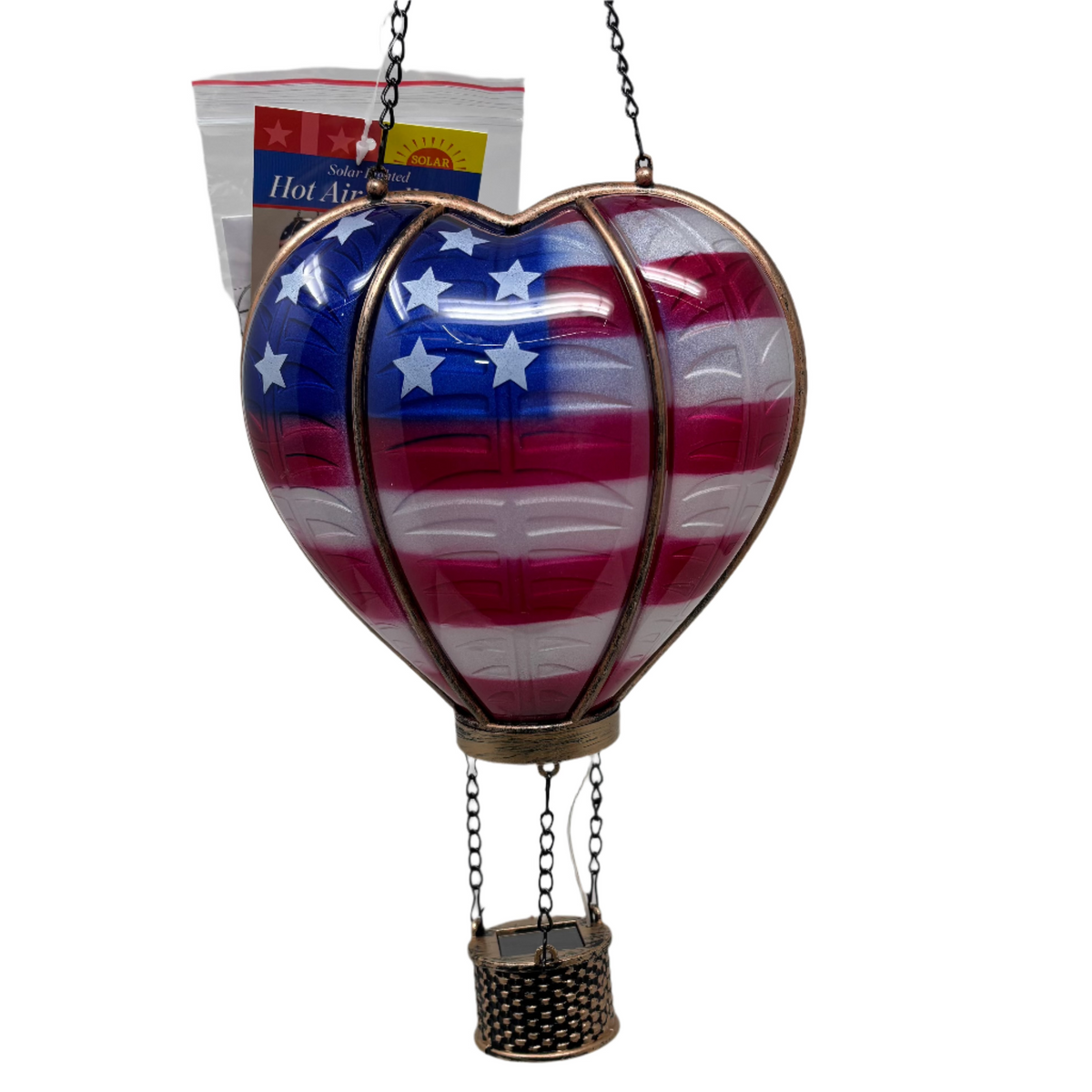 Americana Solar Lighted Fire Glow Hot Air Balloon