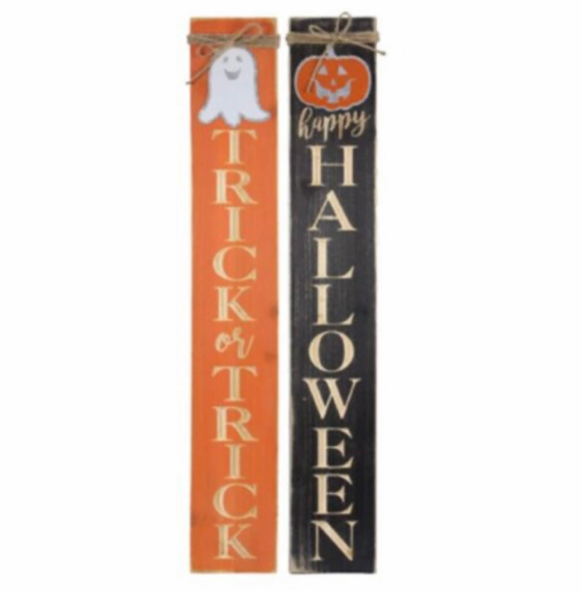 Wood Halloween Long Vertical Sign w/ Rope