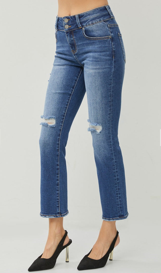 High-Rise Slim Straight Jeans