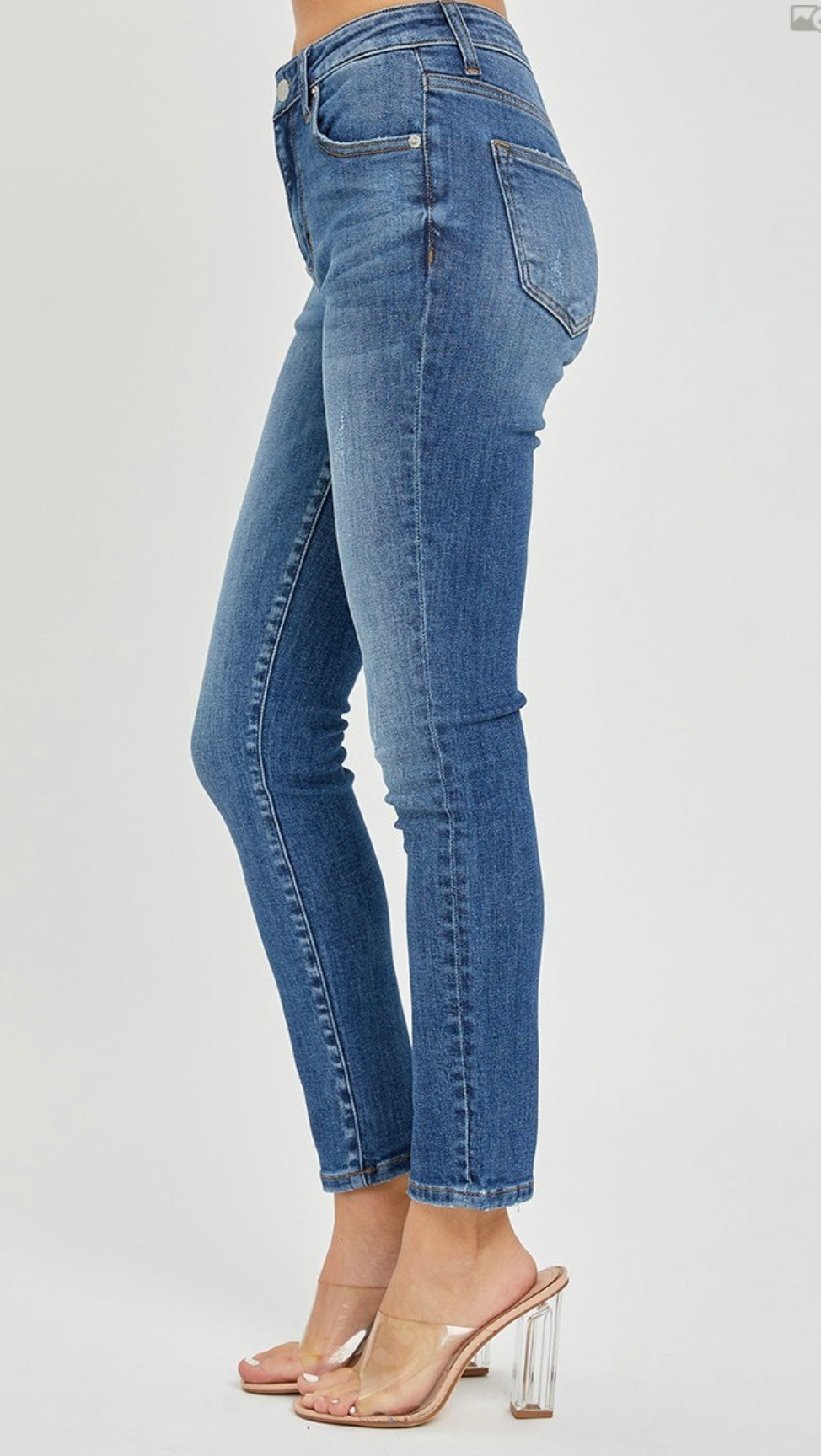 Dark Mid Rise Skinny Jeans