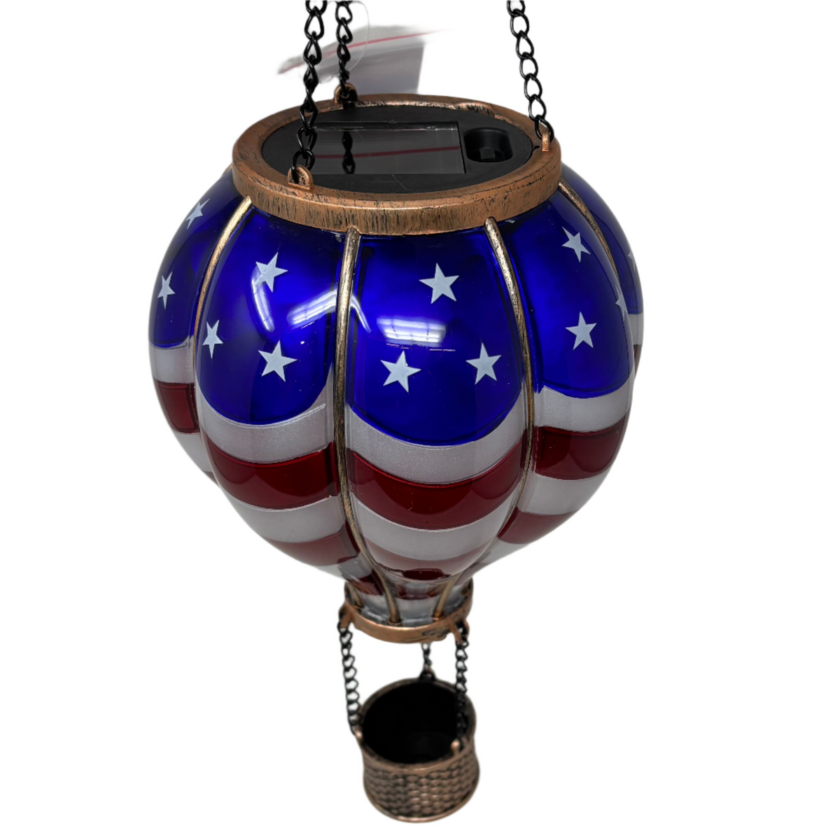 Americana Solar Lighted Fire Glow Hot Air Balloon