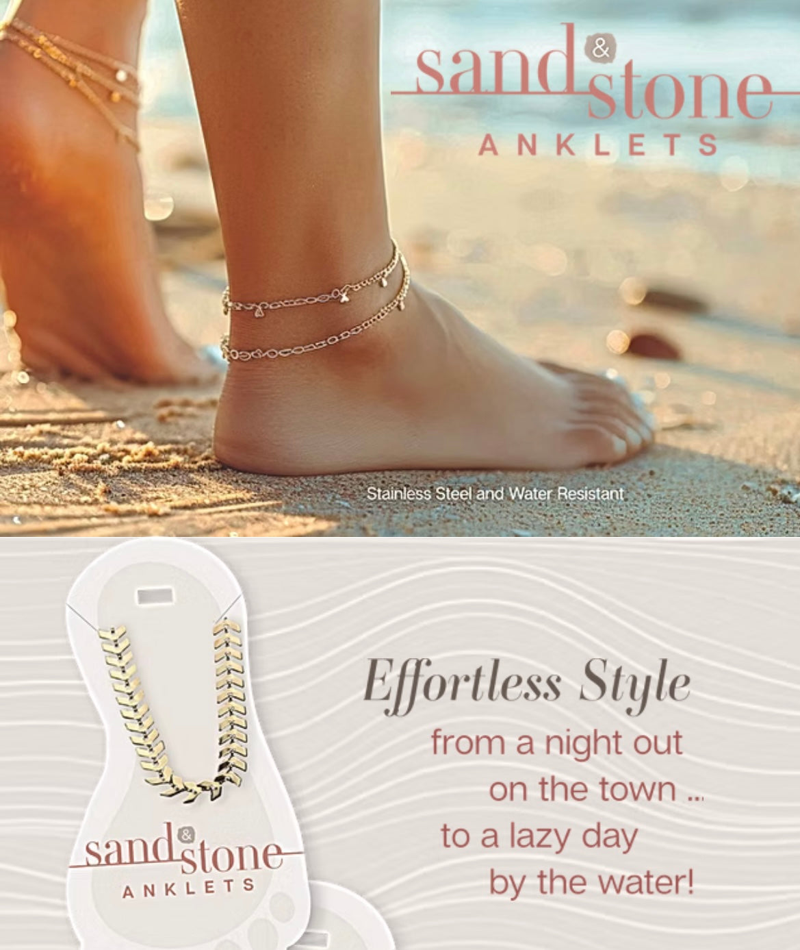 Silver Sand &amp; Stone Anklet
