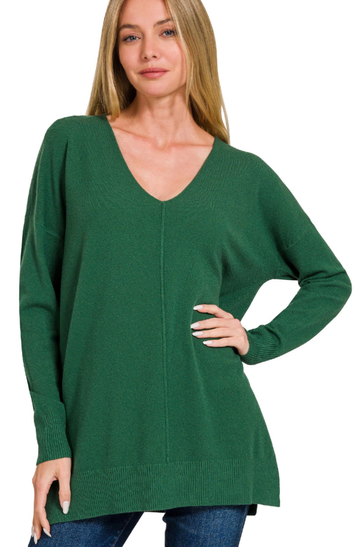 Solid Color Soft V-Neck Sweater - FINAL SALE