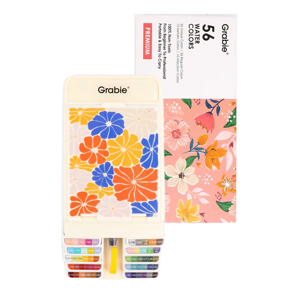 Foldable Watercolor Set of 56 w/ Water Brush Pen