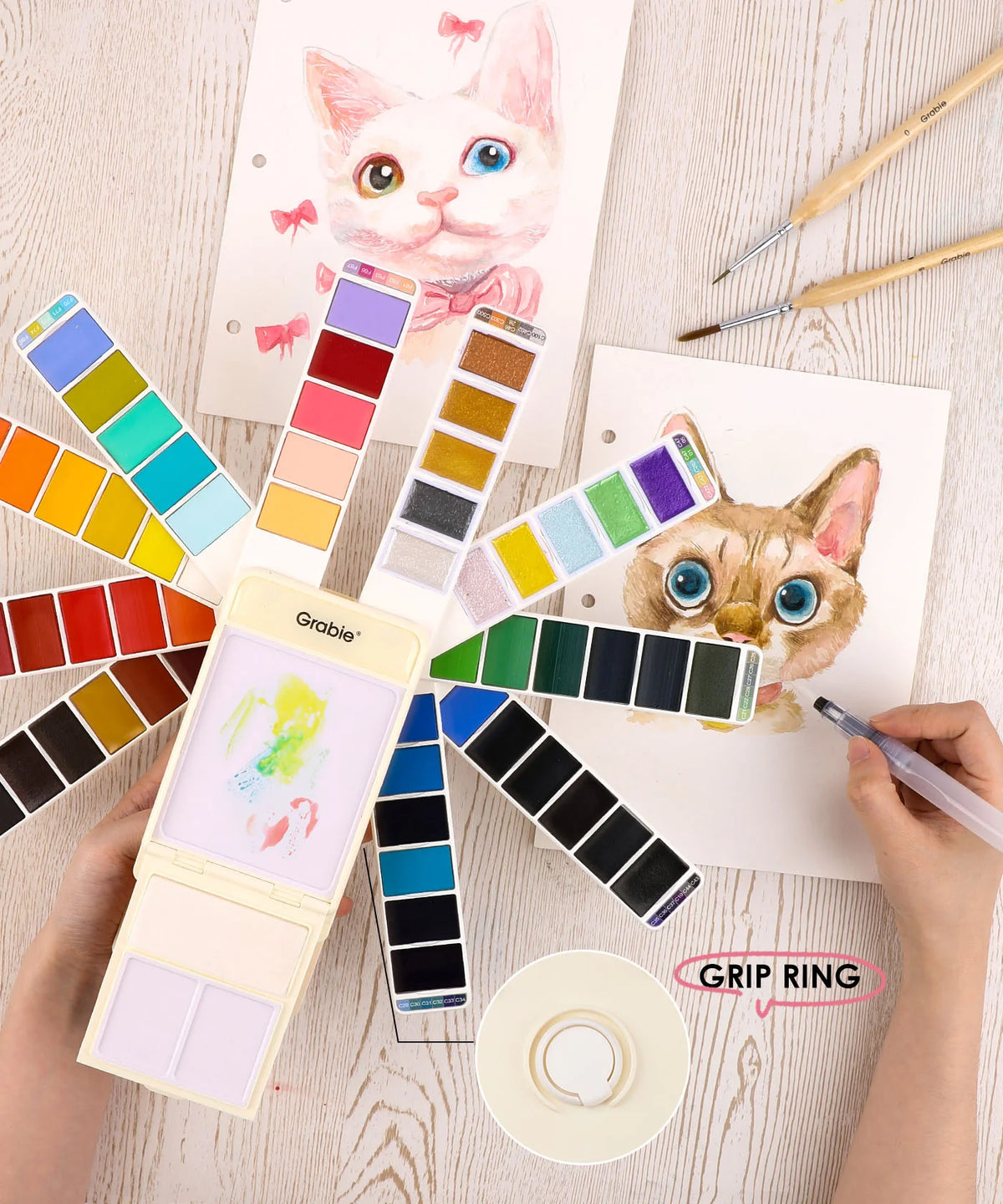 Foldable Watercolor Set of 56 w/ Water Brush Pen