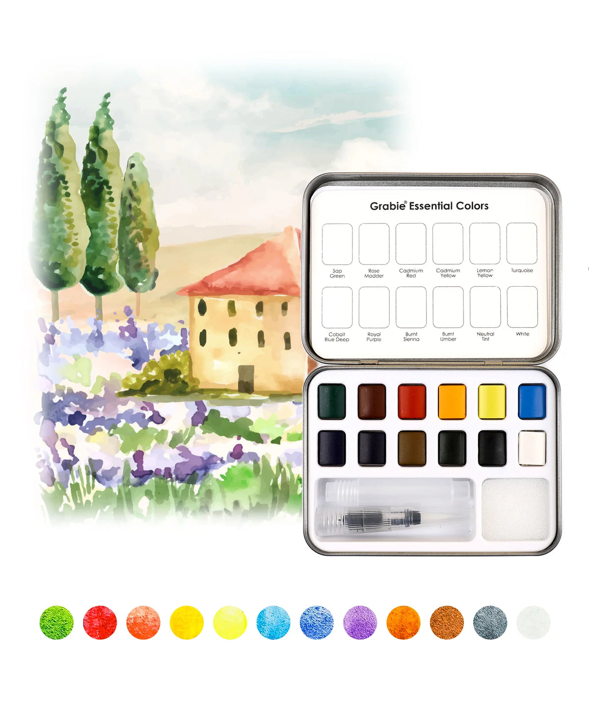 Watercolor Pocket Set of 12 with Brush
