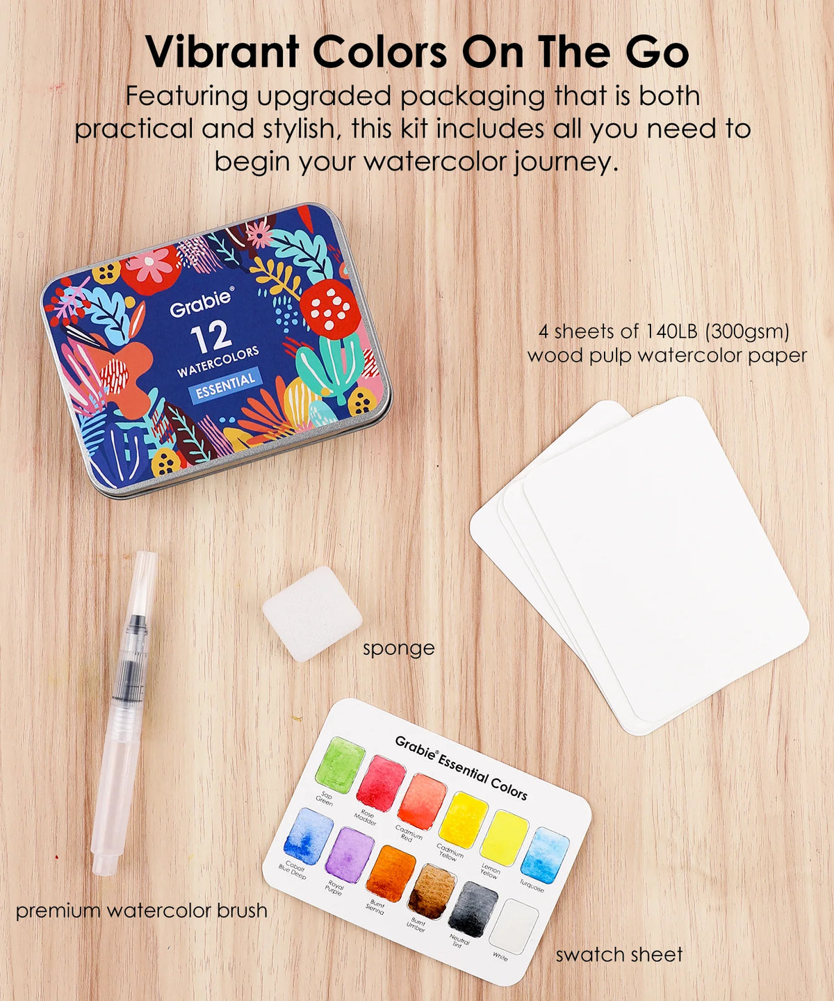 Watercolor Pocket Set of 12 with Brush