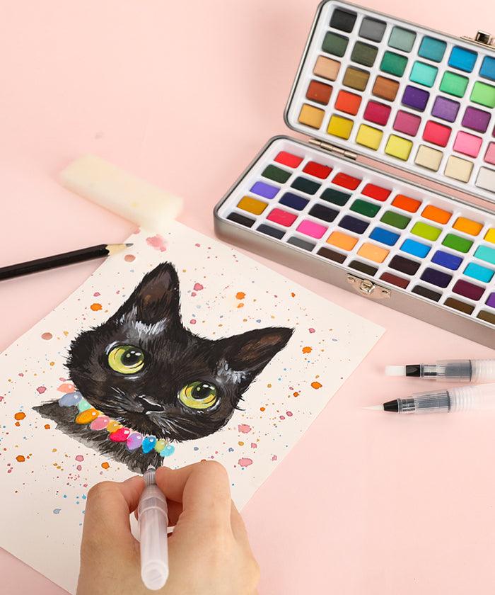 Watercolor Set of 100 with Brushes - Premium