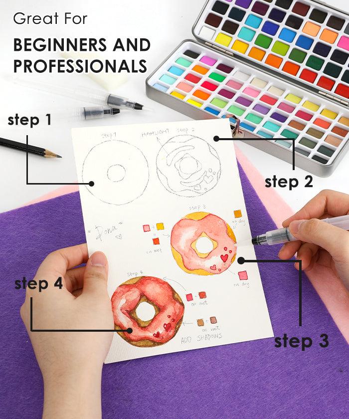 Watercolor Set of 100 with Brushes - Premium
