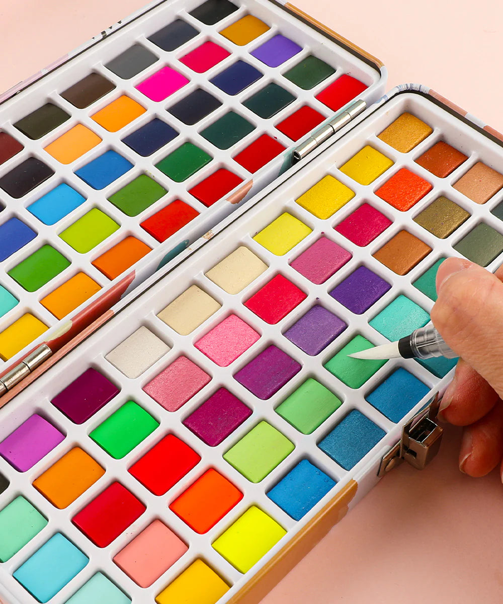 Watercolor Set of 100 with Brushes - Premium