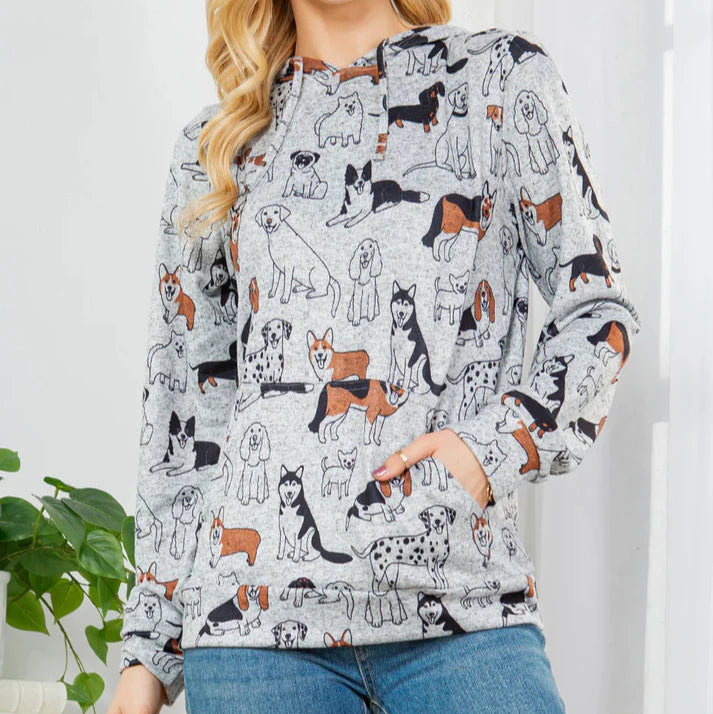 All Over Dog Print Hoodie